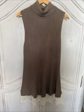 APT. 9 Sleeveless Knit Turtleneck Dress with Lace Hem Coquette Women's Size M